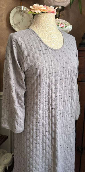 3/4 Sleeve 3/4 Length Gown WAFFLE
