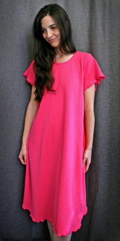 open lace back dress Vibrant Brights Short Sleeve 3/4 Length Gown Interlock Collection Hot Pink