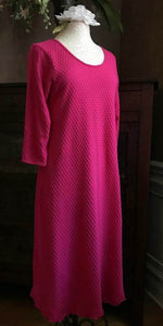 Vibrant Brights 3/4 Sleeve 3/4 Length Gown Dot Collection Hot Pink