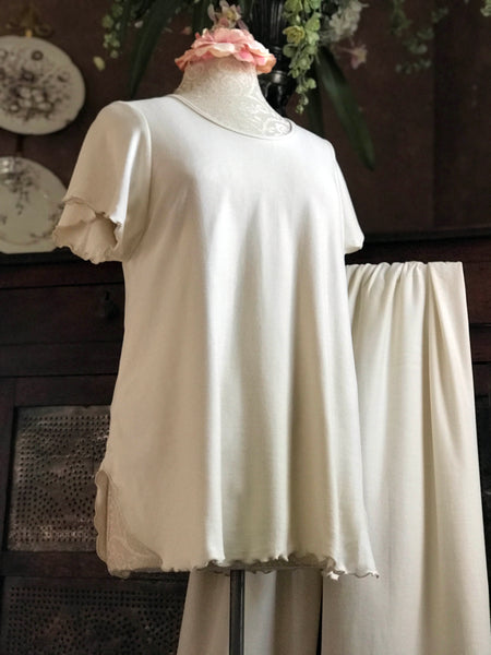 Short Sleeve Long Top & Palazzos Herringbone Collection