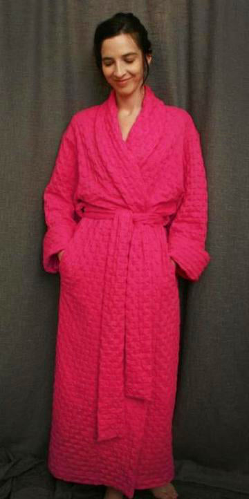 Cotton Robe Neon Pink Dressing Gown Hot Pink Long Shawl Collar Robe Waffle Collection Cotton Robe Neon Pink Dressing Gown Hot Pink Long Shawl Collar Robe Waffle Collection