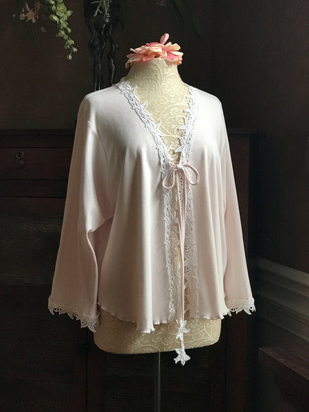 Cotton Bed Jacket Three-Quarter Sleeve Simple Pleasures Couture