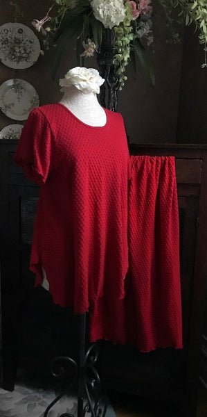 Vibrant Brights Short Sleeve Long Top & Palazzos Dot Collection Cherry Red