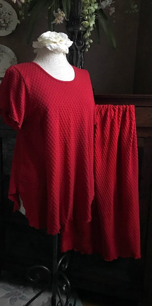 Vibrant Brights Short Sleeve Long Top & Palazzos Dot Collection Cherry Red
