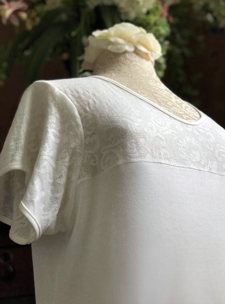 SONYA Short Sleeve V Neck 3/4 Length Gown