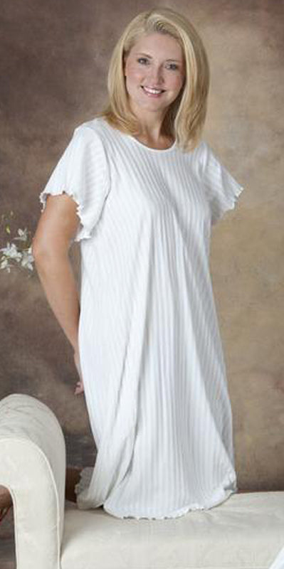 Short Sleeve 3/4 Length Gown Shadow Stripe Collection