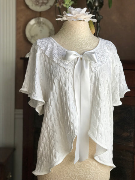 Cotton Bed Jacket Flutter Sleeve Waffle Simple Pleasures Couture