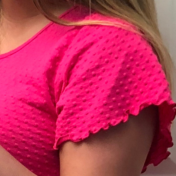 Hot Pink Short Sleeve Long Top & Palazzos Dot Collection
