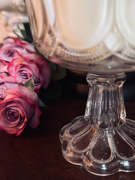 Vintage Crystal Glass Compote Candle