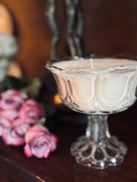 Vintage Crystal Glass Compote Candle