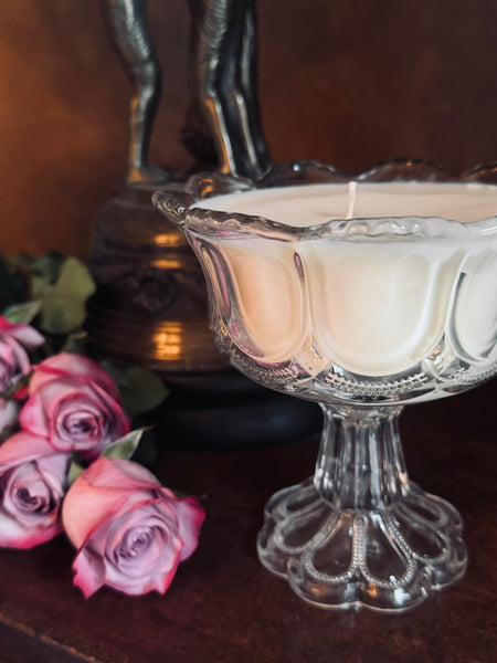 Vintage Crystal Glass Compote Candle