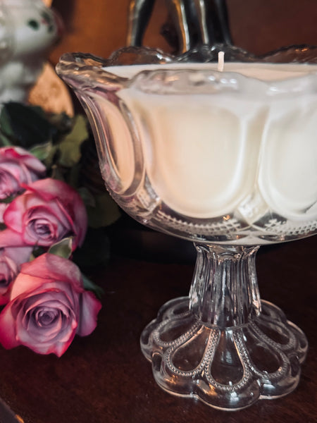 Vintage Crystal Glass Compote Candle