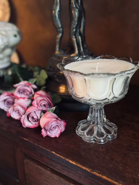 Vintage Crystal Glass Compote Candle