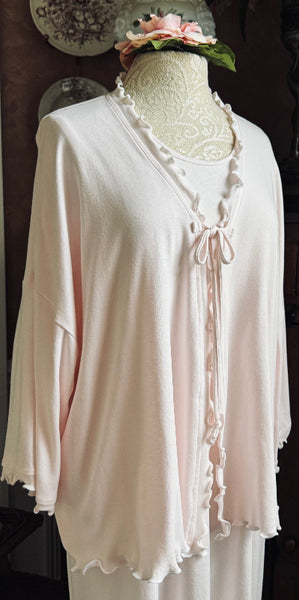 Cotton Bed Jacket 3/4 Sleeve INTERLOCK
