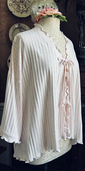 Cotton Bed Jacket 3/4 Sleeve SHADOW STRIPE