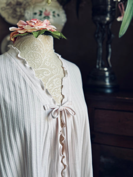 Cotton Bed Jacket 3/4 Sleeve SHADOW STRIPE