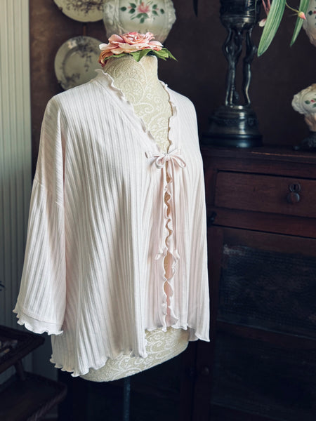 Cotton Bed Jacket 3/4 Sleeve SHADOW STRIPE