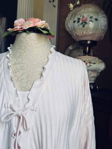 Cotton Bed Jacket 3/4 Sleeve SHADOW STRIPE