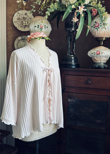 Cotton Bed Jacket 3/4 Sleeve SHADOW STRIPE
