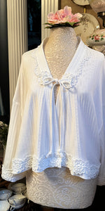 Cotton Knit Long Sleeve Swing / Bed Jacket PINSTRIPE Venise