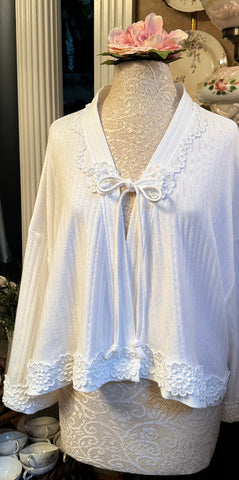 Cotton Knit Long Sleeve Swing / Bed Jacket PINSTRIPE Venise