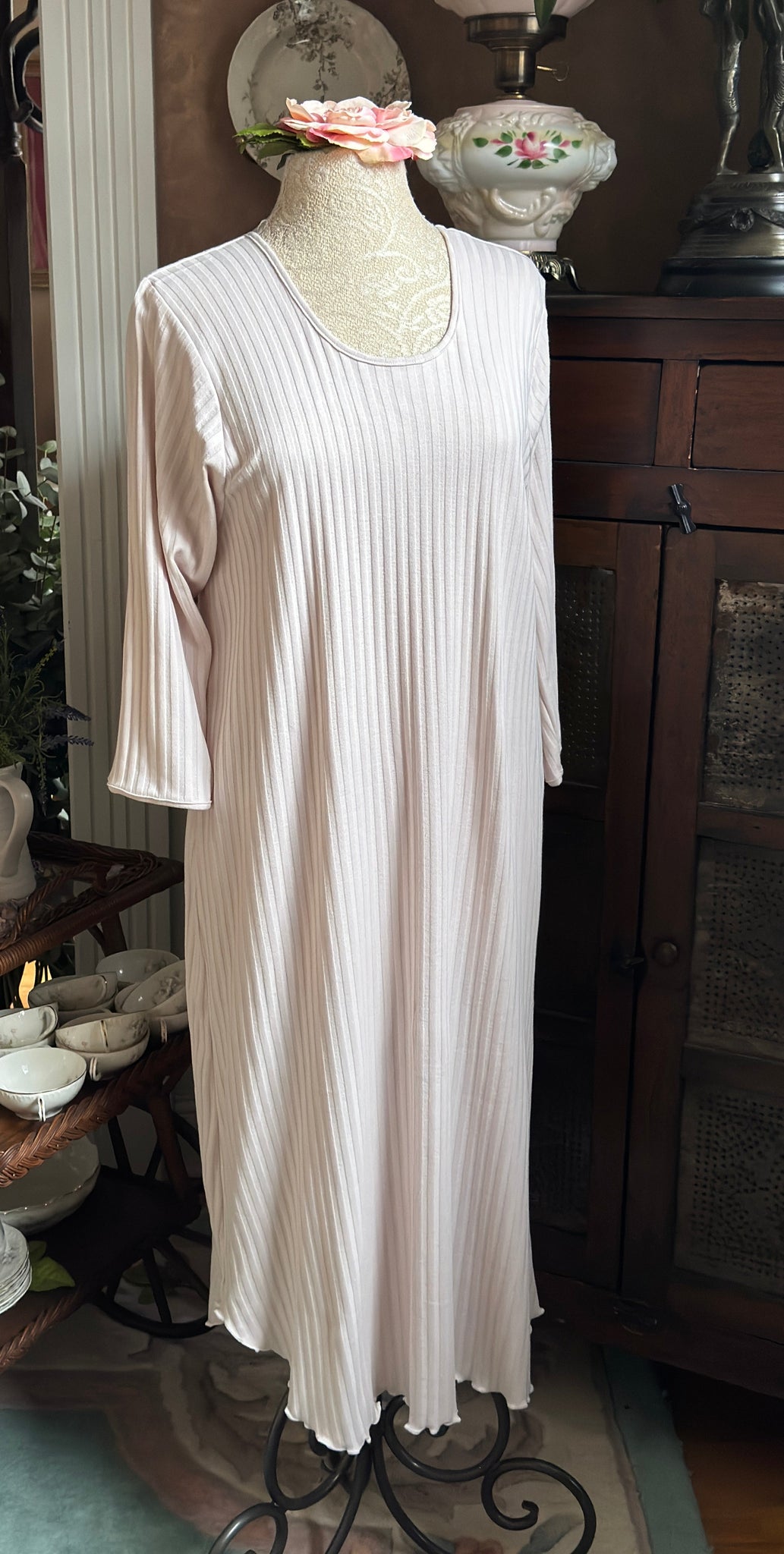 3/4 Sleeve 3/4 Length Gown SHADOW STRIPE