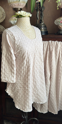 3/4 Sleeve Long Top & Palazzo WAFFLE