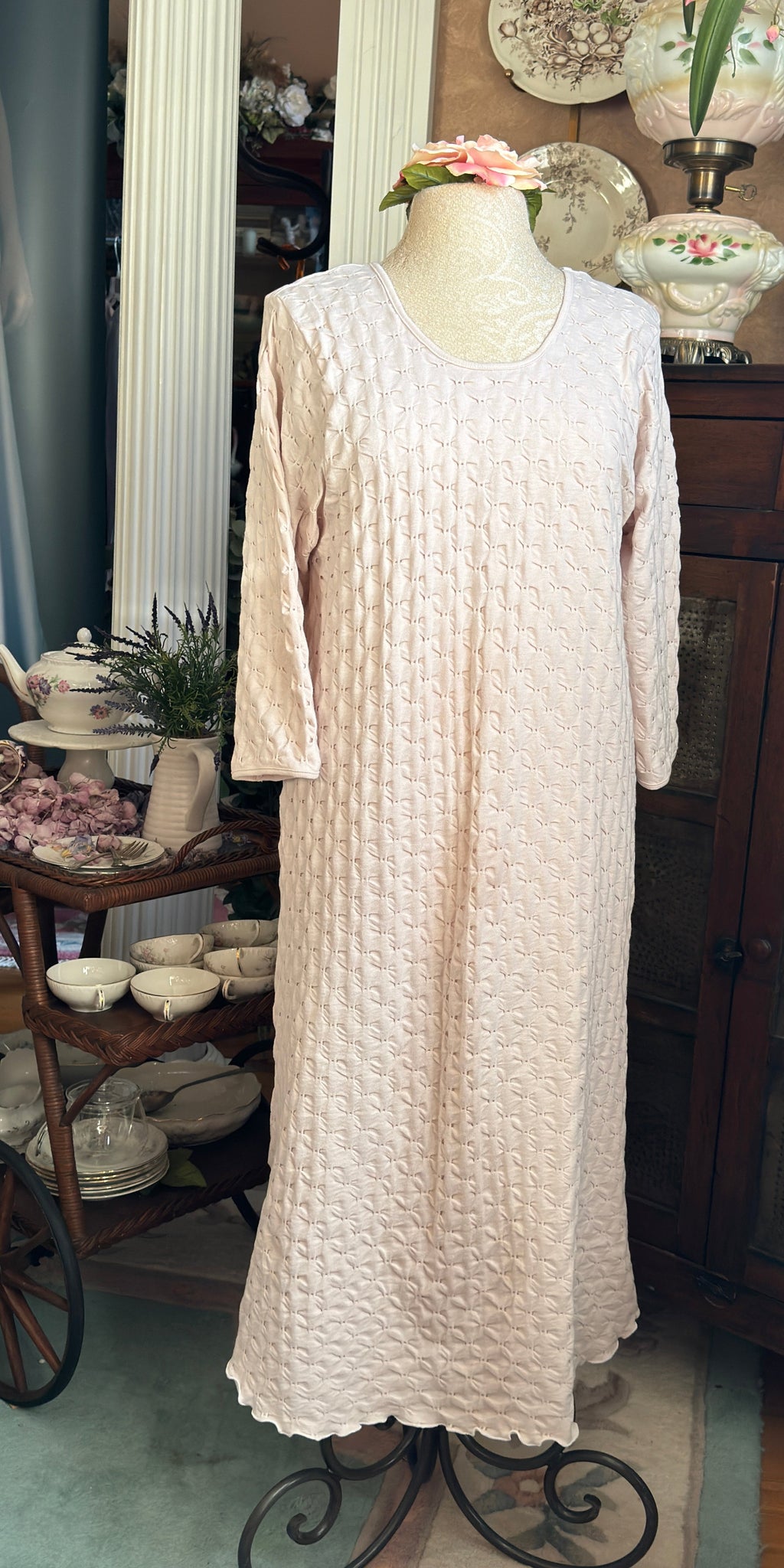 3/4 Sleeve 3/4 Length Gown WAFFLE