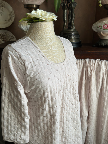 3/4 Sleeve Long Top & Palazzo WAFFLE