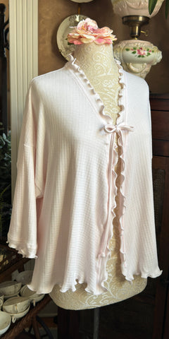 Cotton Bed Jacket 3/4 Sleeve CHECK