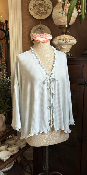 Cotton Bed Jacket 3/4 Sleeve CHECK