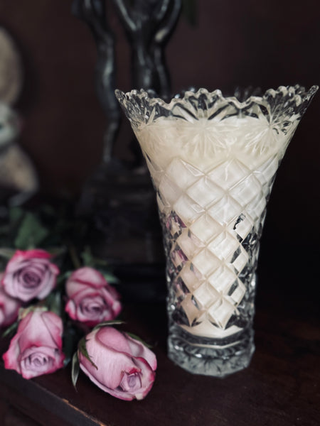 Vintage Crystal Vase Candle