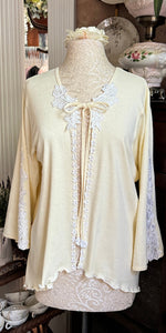 Cotton Bed Jacket 3/4 Sleeve Simple Pleasures Couture