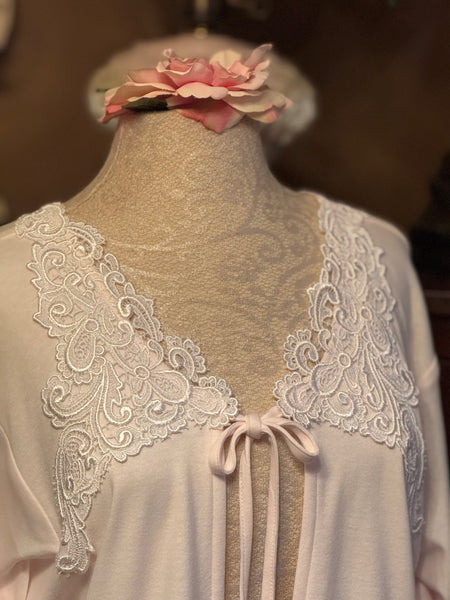 Cotton Bed Jacket 3/4 Split Sleeve Simple Pleasures Couture