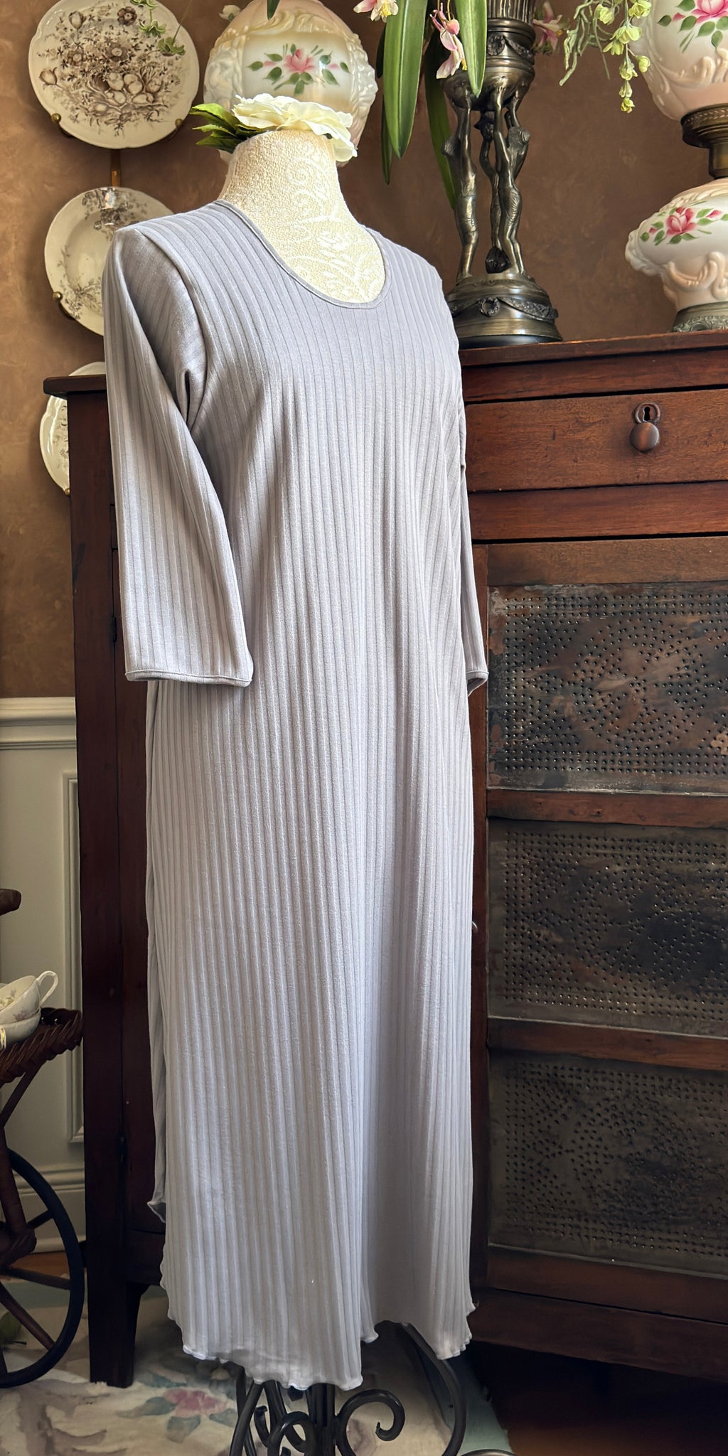 3/4 Sleeve 3/4 Length Gown SHADOW STRIPE
