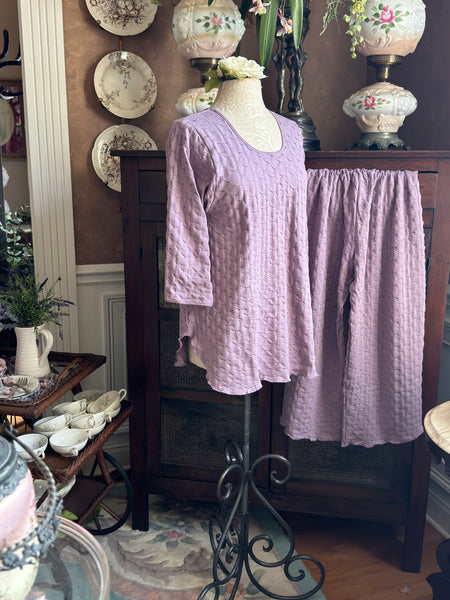 3/4 Sleeve Long Top & Palazzos WAFFLE
