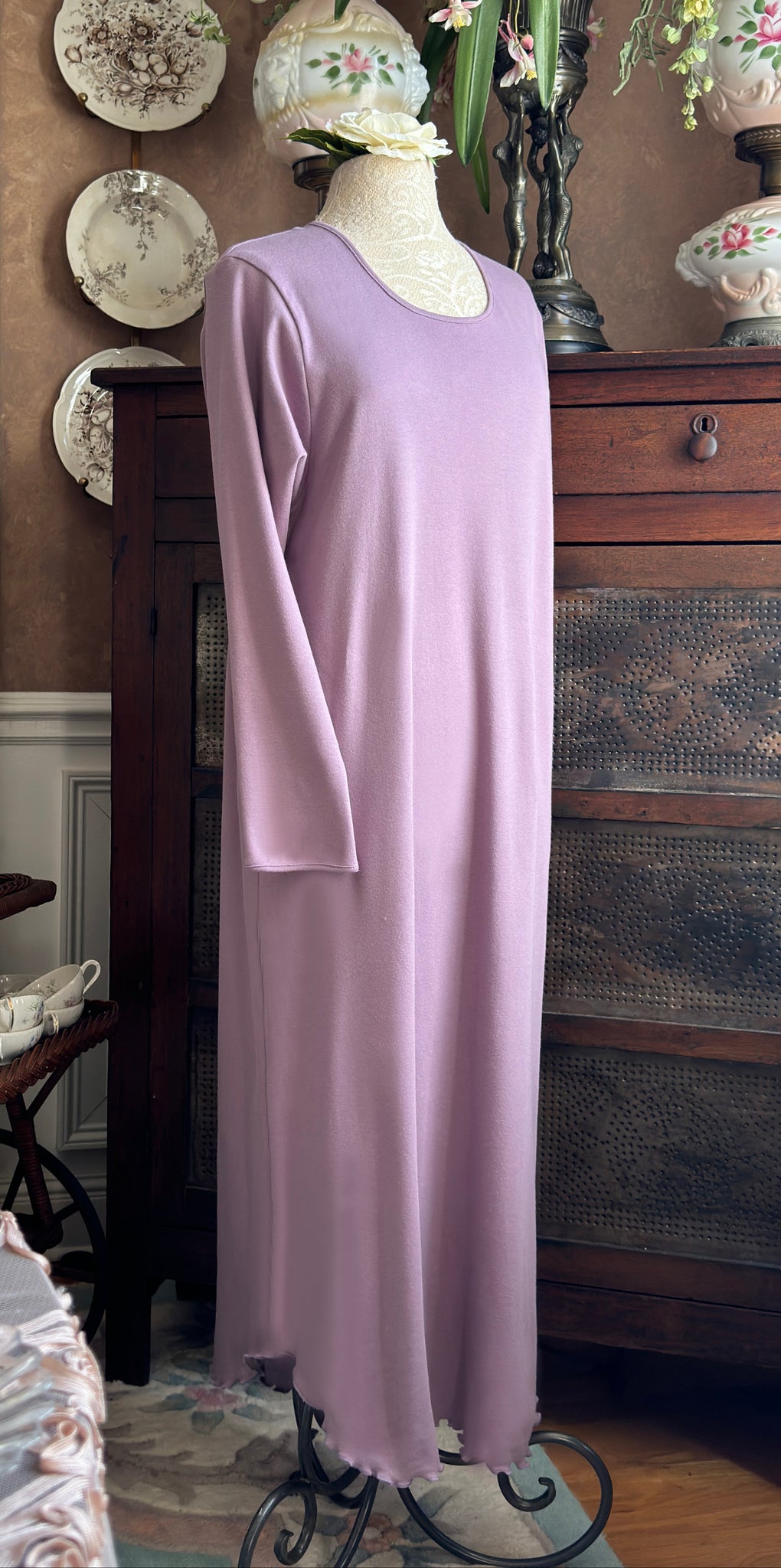 Long Sleeve Long Gown INTERLOCK