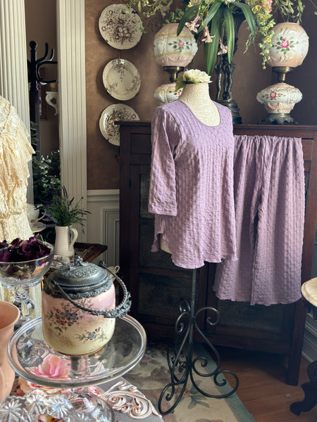3/4 Sleeve Long Top & Palazzos WAFFLE