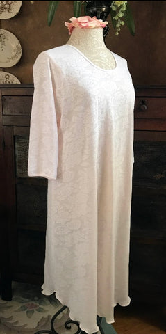 3/4 Sleeve 3/4 Length Gown Cotton LACE