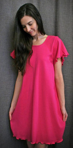 Hot Pink Short Sleeve Short Gown Interlock Collection - Simple Pleasures, Inc.