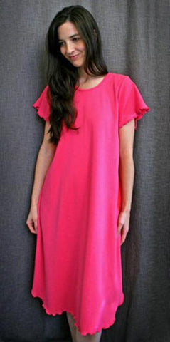 Hot Pink Short Sleeve 3/4 Length Gown Interlock Collection - Simple Pleasures, Inc.