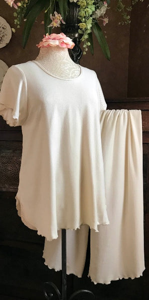Short Sleeve Long Top & Palazzos HERRINGBONE