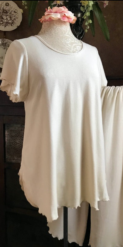 Short Sleeve Long Top & Palazzos HERRINGBONE