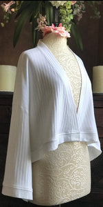 Cotton Knit Long Sleeve Swing Jacket / Bed Jacket PINSTRIPE