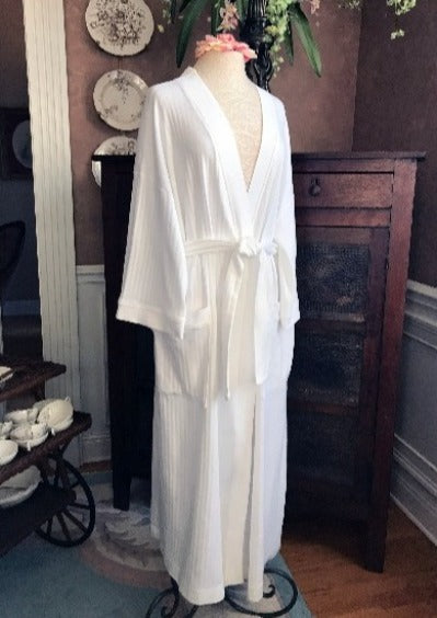 LoungeGear Long Wrap Robe PINSTRIPE