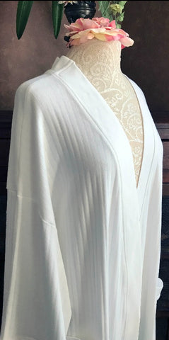 LoungeGear Long Wrap Robe PINSTRIPE