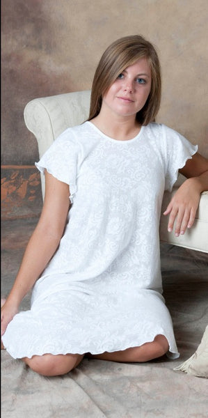 Short Sleeve Short Gown Cotton LACE
