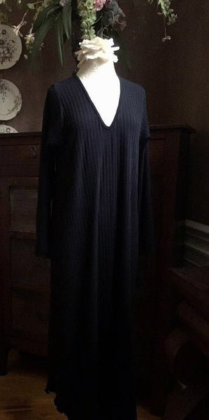V Neck Long Sleeve Long Gown Shadow Stripe Collection