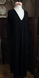 V Neck Long Sleeve Long Gown SHADOW STRIPE