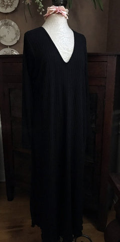 V Neck Long Sleeve Long Gown SHADOW STRIPE